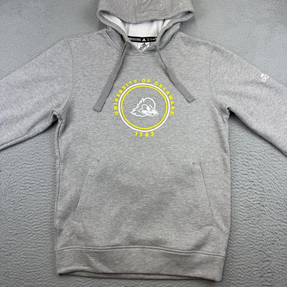 Delaware Fightin' Blue Hens Sweatshirt Mens‎ Medium Gray NCAA Adidas Hoodie